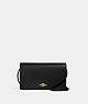 COACH®,ANNA FOLDOVER CLUTCH CROSSBODY,Pebbled Leather,Medium,Anniversary,Gold/Black,Front View