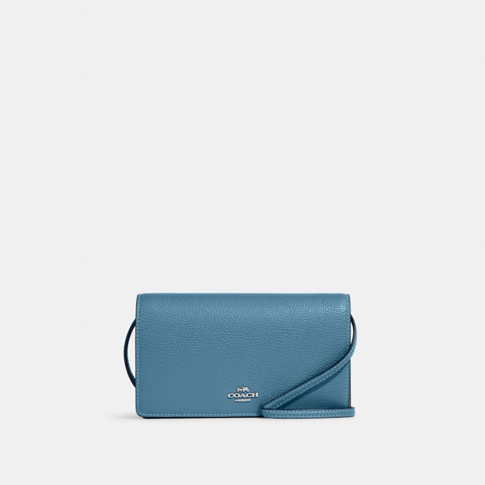 COACH Foldover Crossbody Clutch in Polished Pebble Leather
