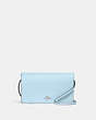 COACH®,ANNA FOLDOVER CLUTCH CROSSBODY,Pebbled Leather,Medium,Anniversary,Silver/Waterfall,Front View