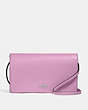 COACH®,ANNA FOLDOVER CLUTCH CROSSBODY,Pebbled Leather,Medium,Anniversary,Silver/Violet Orchid,Front View