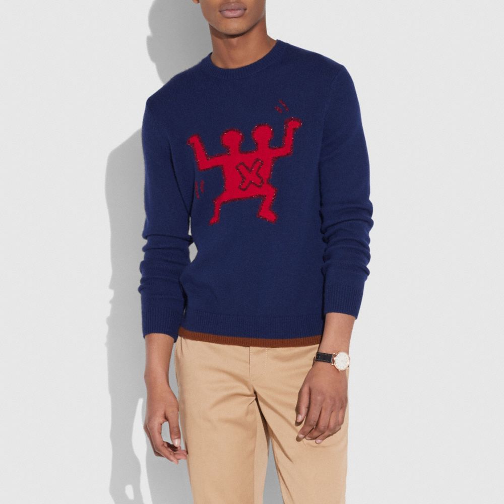 COACH®,COACH X KEITH HARING SWEATER,Other,NAVY,Front View