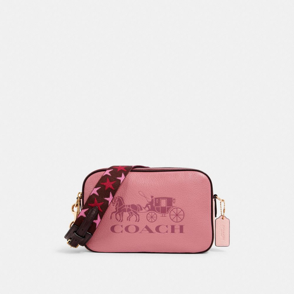 COACH®,JES CROSSBODY IN COLORBLOCK,Leather,Gold/Rose Multi,Front View