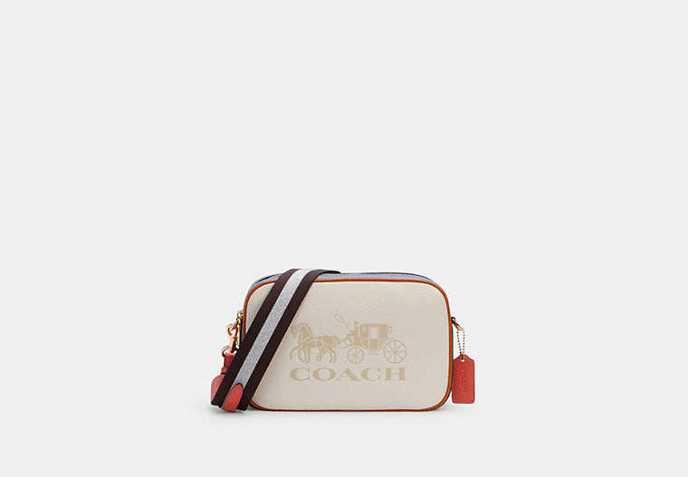 COACH®,JES CROSSBODY IN COLORBLOCK,Leather,Gold/Chalk Peacock Multi,Front View