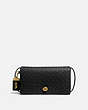 COACH®,DINKY IN SIGNATURE LEATHER,Leather,Mini,Brass/Black,Front View