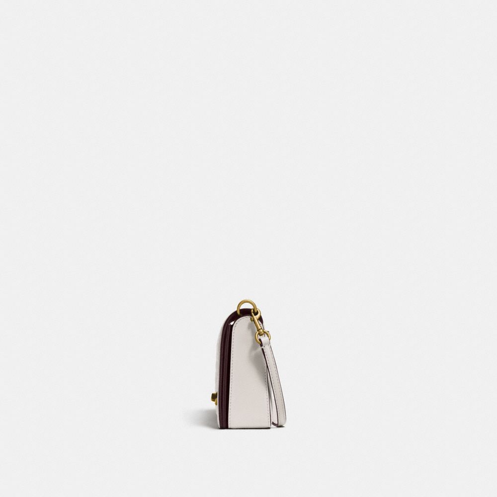 COACH®,DINKY IN SIGNATURE LEATHER,Leather,Mini,Brass/Chalk,Angle View