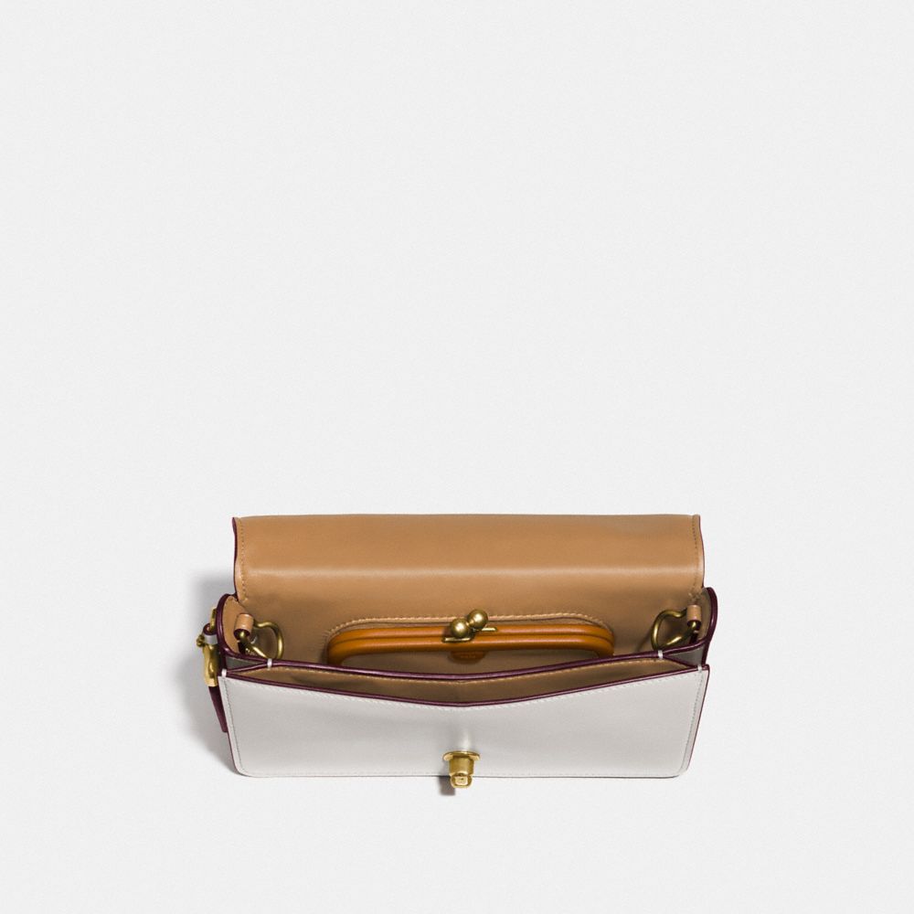 COACH®,DINKY IN SIGNATURE LEATHER,Leather,Mini,Brass/Chalk,Inside View,Top View