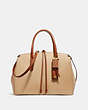 COACH®,COOPER CARRYALL IN COLORBLOCK,Leather,Large,Brass/Beechwood Multi,Front View