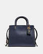 COACH®,ROGUE 25 WITH RIVETS,Leather,Medium,Brass/Midnight Navy,Front View