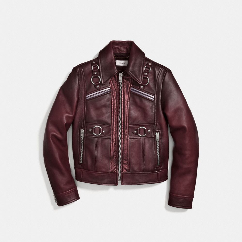 Coach burnished outlet leather jacket