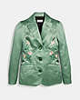 COACH®,SATIN TAILORED JACKET,Satin,Dusty Green,Scale View