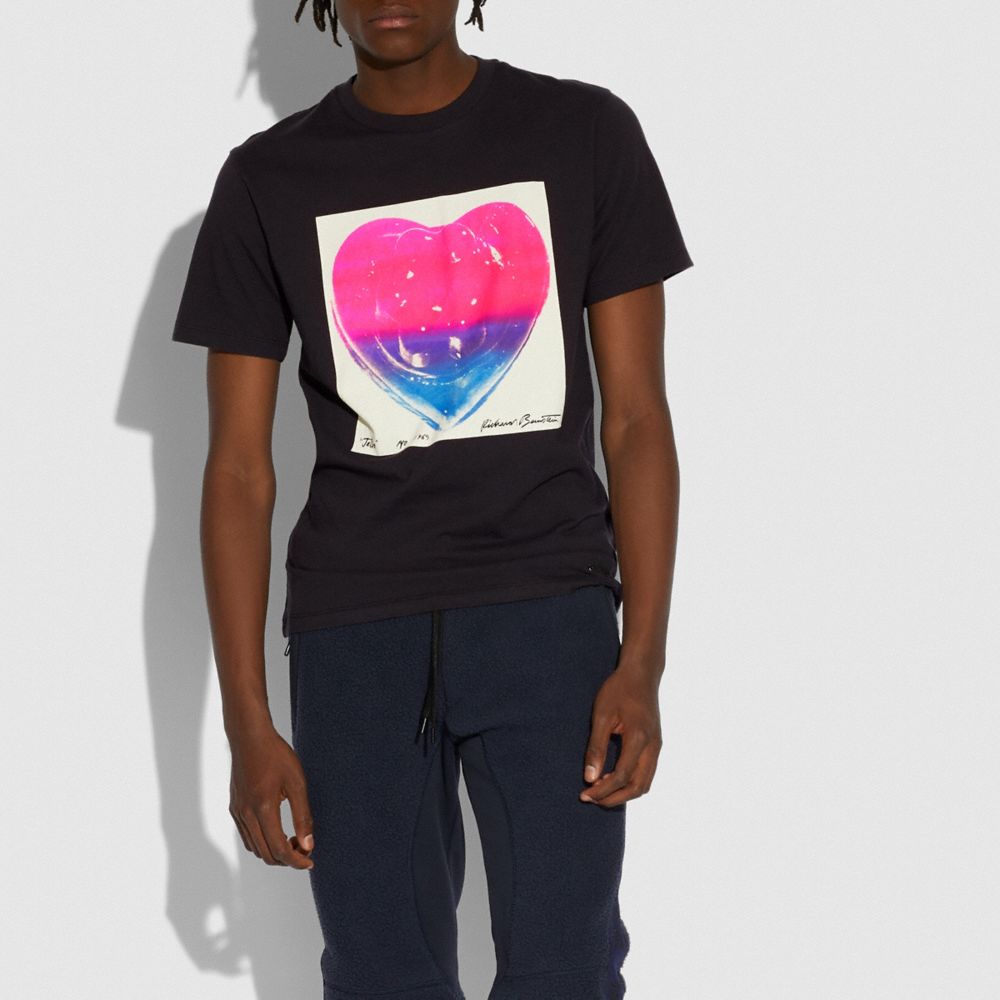 Coach X Richard Bernstein Pink And Blue Jello Heart T Shirt