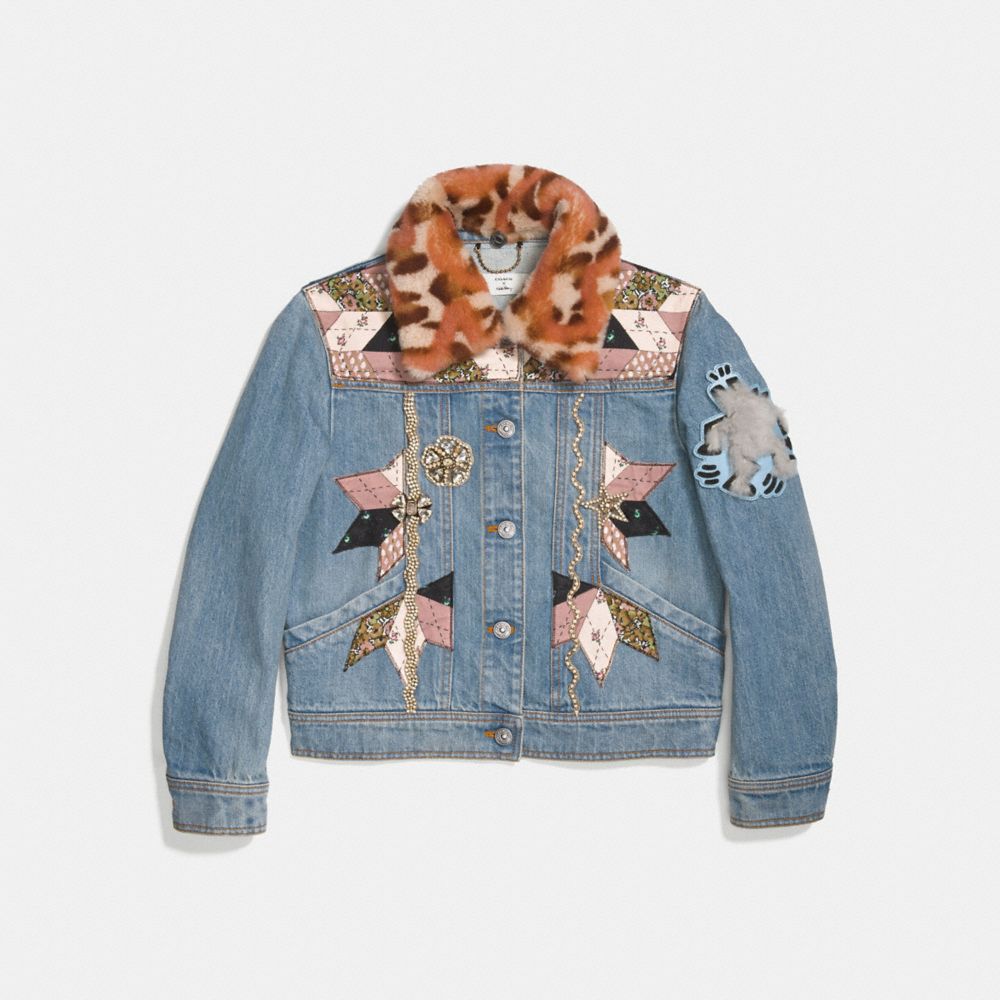 Embellished Quilted Patchwork Denim Jacket