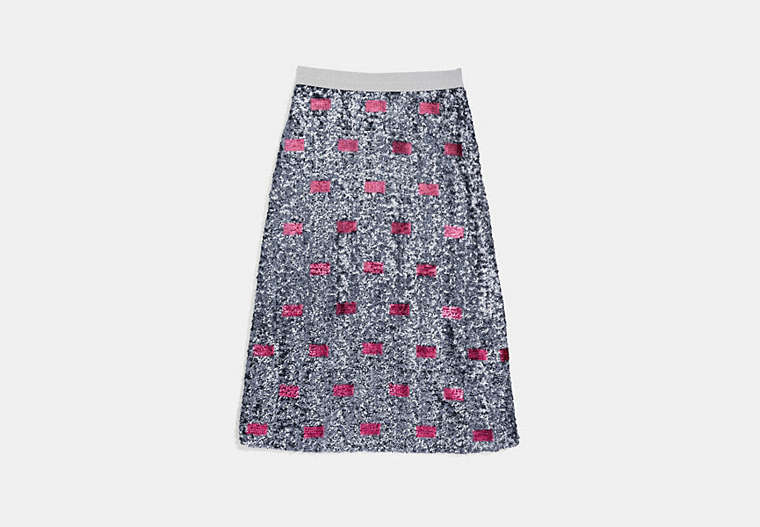 COACH®,EMBELLISHED SKIRT,Mixed Material,Pink/Silver,Front View