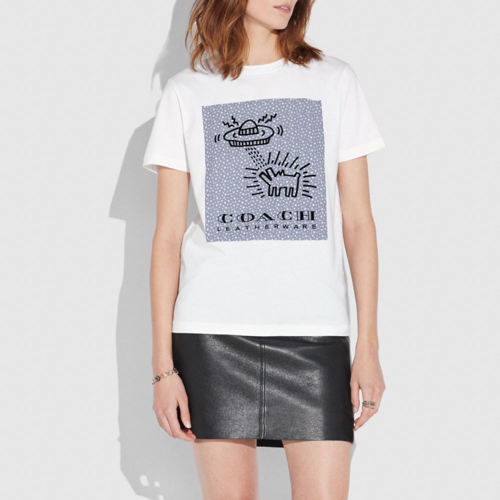 COACH®,COACH X KEITH HARING T-SHIRT,cotton,Optic White,Front View