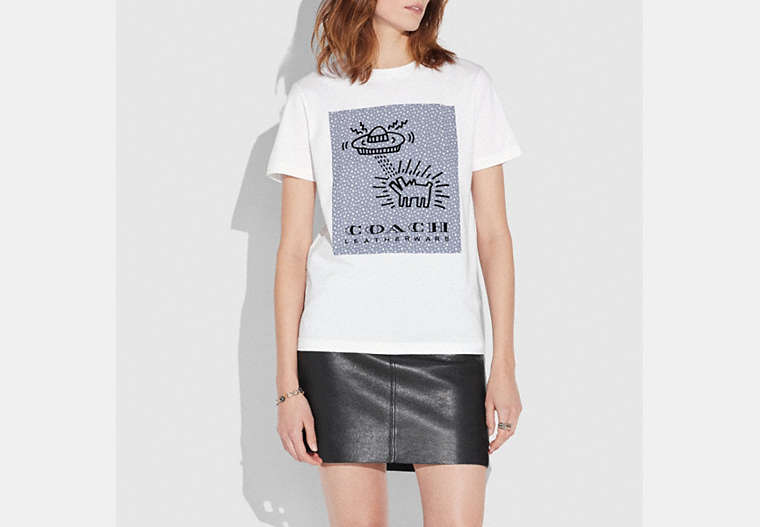 COACH®,COACH X KEITH HARING T-SHIRT,cotton,Optic White,Front View