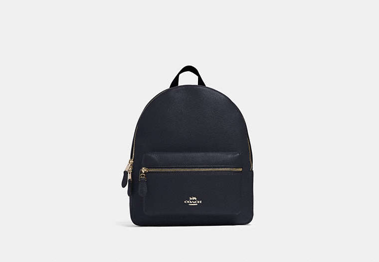 COACH®,MEDIUM CHARLIE BACKPACK,Leather,Medium,Gold/Midnight,Front View