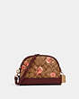 COACH®,DOME CROSSBODY IN SIGNATURE CANVAS WITH PRAIRIE DAISY CLUSTER PRINT,pvc,Gold/Khaki Coral Multi,Front View