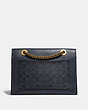 COACH®,PARKER IN COLORBLOCK SIGNATURE CANVAS,pvc,Medium,Brass/Charcoal/Midnight Navy,Back View