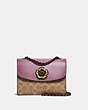 COACH®,PARKER 18 IN COLORBLOCK SIGNATURE CANVAS,Leather,Small,Pewter/Jasmine,Front View