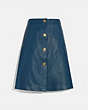 COACH®,LEATHER SKIRT WITH TURNLOCKS,Leather,ALMOST NAVY,Front View