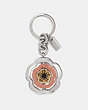 COACH®,SPINNING TEA ROSE BAG CHARM,resin,Canyon/Silver,Front View