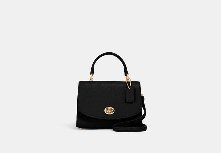 COACH®,MICRO TILLY TOP HANDLE,Leather,Gold/Black,Front View
