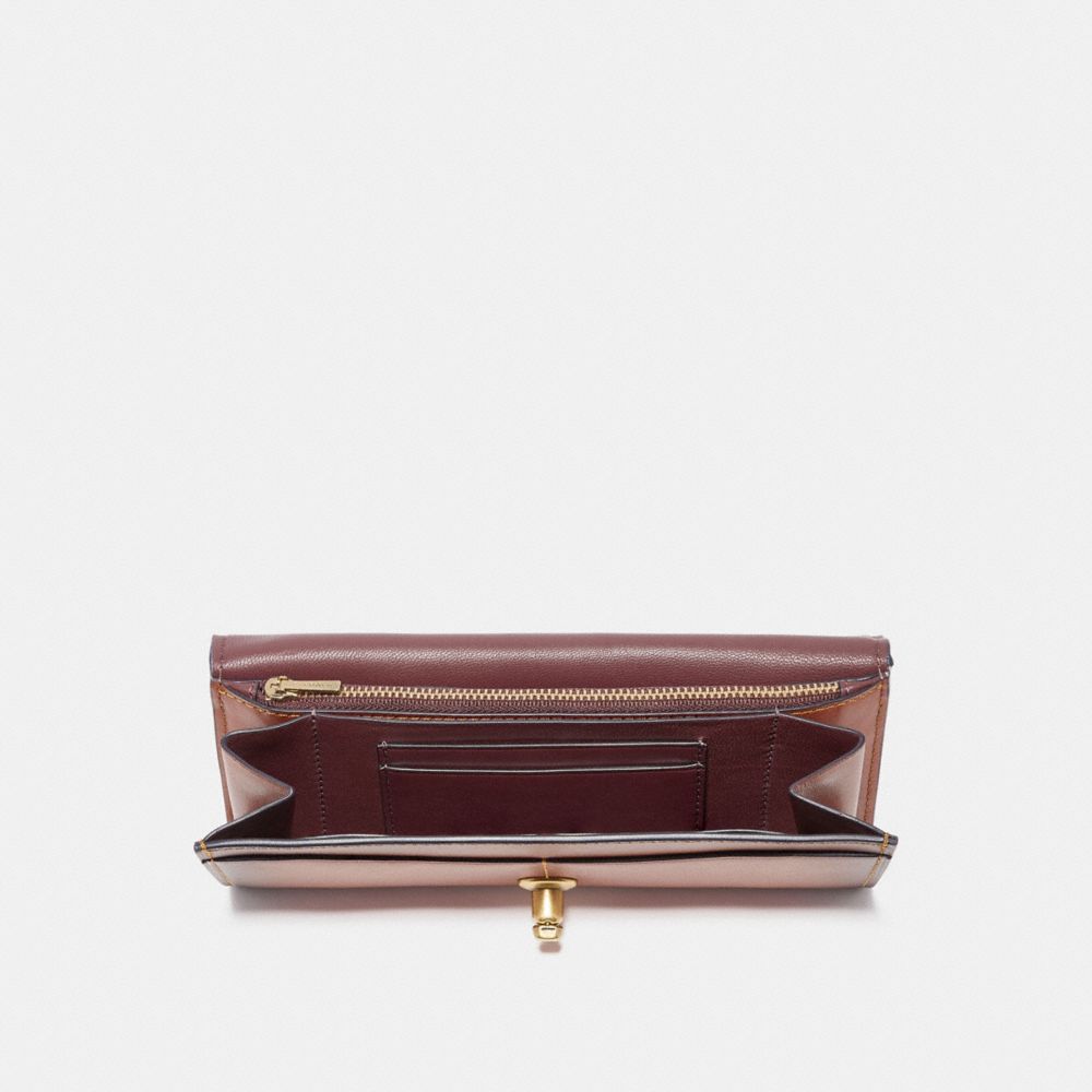 COACH®,Envelope Wallet In Colorblock Signature Canvas With Tea Rose Turnlock,,Inside View,Top View