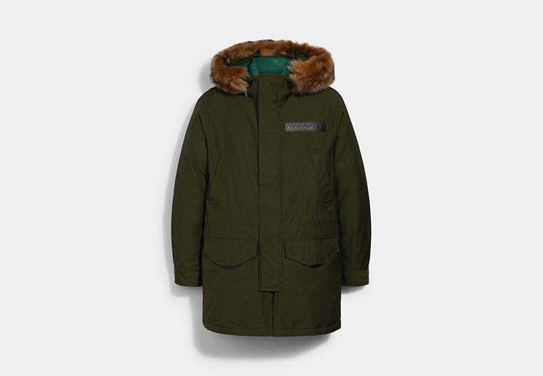 COACH®,3-IN-1 PARKA,n/a,Rosin / Dk Green Sig,Front View