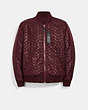 COACH®,REVERSIBLE SIGNATURE MA-1 JACKET,n/a,Maroon,Front View