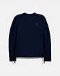 COACH®,RIBBED KNIT SWEATER,cotton,NAVY,Front View