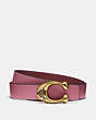 COACH®,TEA ROSE SIGNATURE BUCKLE REVERSIBLE BELT, 32MM,n/a,Rose/Wine Brass,Front View