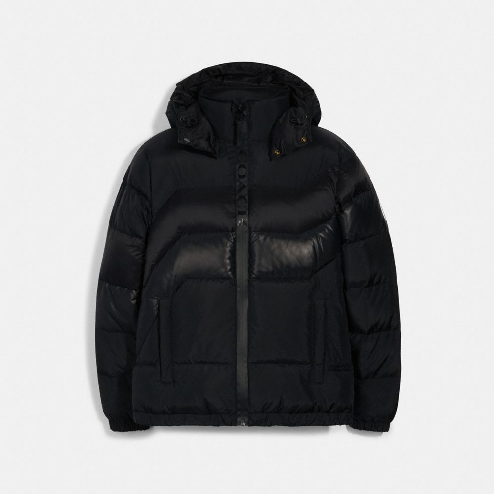 COACH®,HOODED DOWN JACKET,n/a,Black,Front View