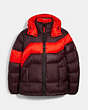 COACH®,HOODED DOWN JACKET,n/a,Burgundy,Front View