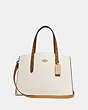 COACH®,CHARLIE CARRYALL WITH COLORBLOCK SNAKESKIN DETAIL,Pebble Leather/Exotic,Light Gold/Chalk Multi,Front View