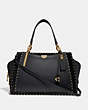 COACH®,DREAMER 36 WITH RIVETS,Leather,Large,Brass/Black,Front View
