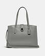 COACH®,TURNLOCK CHARLIE CARRYALL,Leather,Large,Dark Gunmetal/Heather Grey,Front View