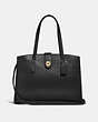COACH®,TURNLOCK CHARLIE CARRYALL,Leather,Large,Light Gold/Black,Front View