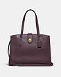 COACH®,TURNLOCK CHARLIE CARRYALL,Leather,Large,Light Gold/Oxblood,Front View