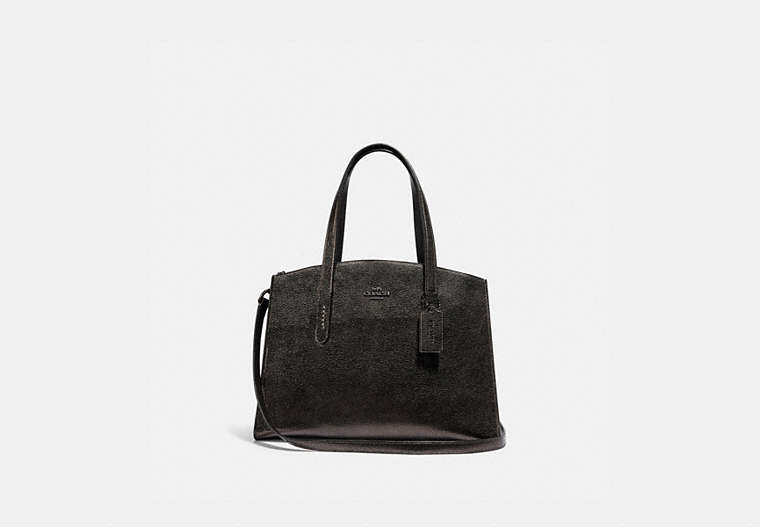 COACH®,CHARLIE CARRYALL,Leather,Gunmetal/Metallic Graphite,Front View
