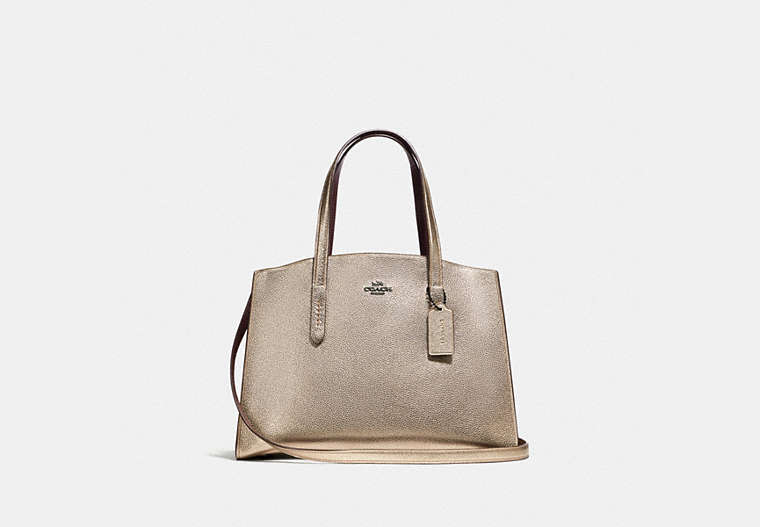 COACH®,CHARLIE CARRYALL,Leather,Gunmetal/Platinum,Front View