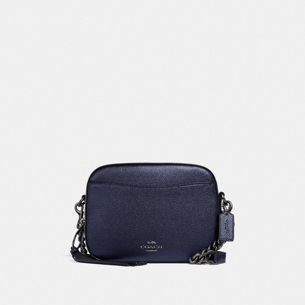 Coach metallic 2025 blue camera bag