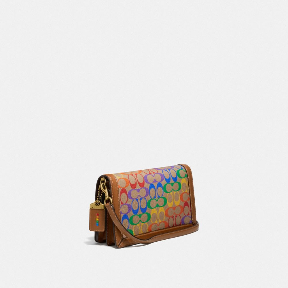 COACH®,RILEY EN TOILE EXCLUSIVE,Toile enduite,Laiton/Brun Cuivré Multi,Angle View