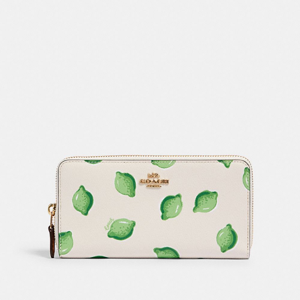 Accordion Zip Wallet With Lime Print