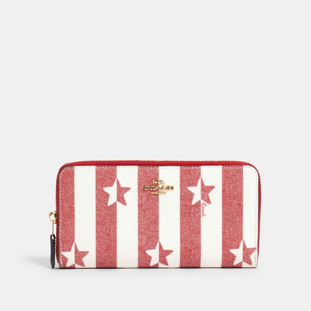Accordion Zip Wallet With Stripe Star Print