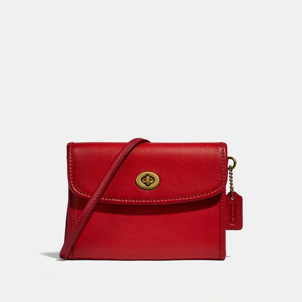 COACH Turnlock Card Pouch In Glovetanned Leather in Red