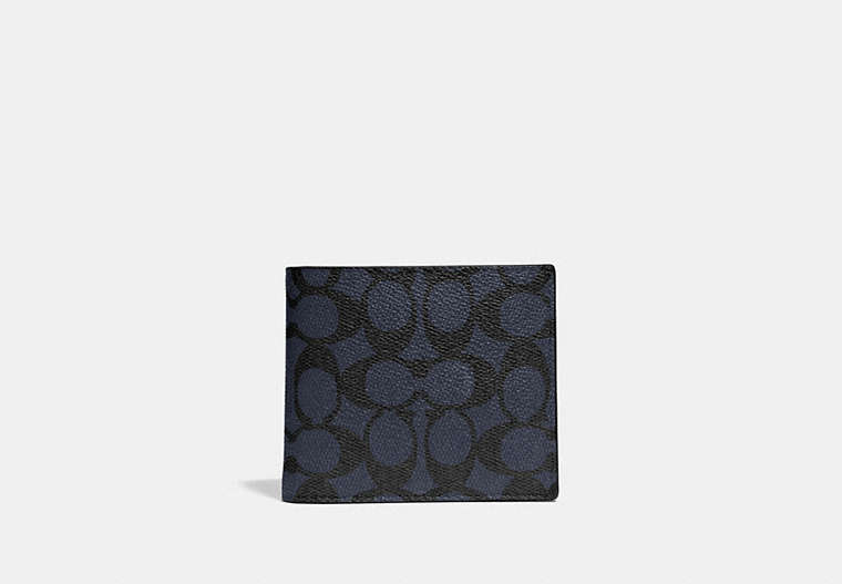 COACH®,3-IN-1 WALLET IN SIGNATURE CANVAS,Coated Canvas,Midnight,Front View