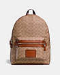 COACH®,ACADEMY BACKPACK IN SIGNATURE CANVAS,Coated Canvas,X-Large,Light Antique Nickel/Khaki,Front View