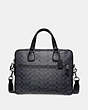 COACH®,HUDSON 5 BAG IN SIGNATURE CANVAS,Coated Canvas,Medium,Black Antique Nickel/Charcoal,Front View