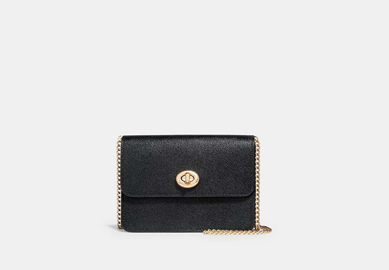 COACH®,BOWERY CROSSBODY,pusplitleather,Gold/Black,Front View