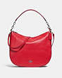 COACH®,ELLE HOBO,Leather,Silver/BRIGHT RED,Front View